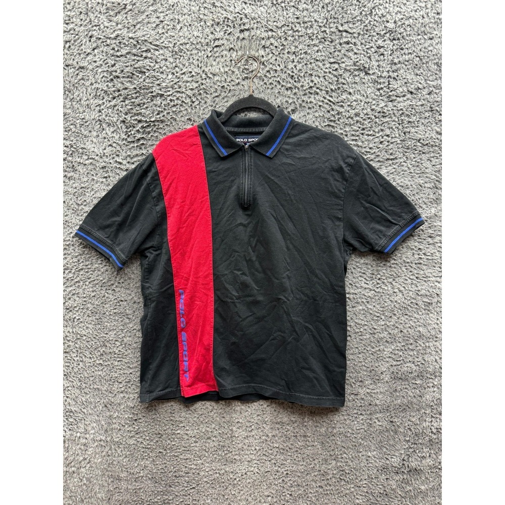 Polo Sport Ralph Lauren Half Zip Golf Performance Polo Shirt Black Mens Size M
